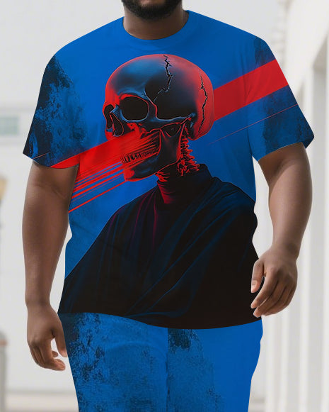 Big & Tall Graphic Skull T-Shirt Shorts Set for big men view 2