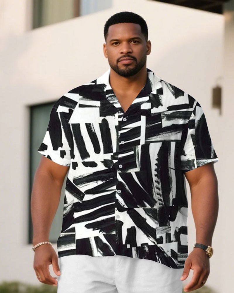 Big & Tall White Graffiti T-Shirt Shorts Set for big men view 2