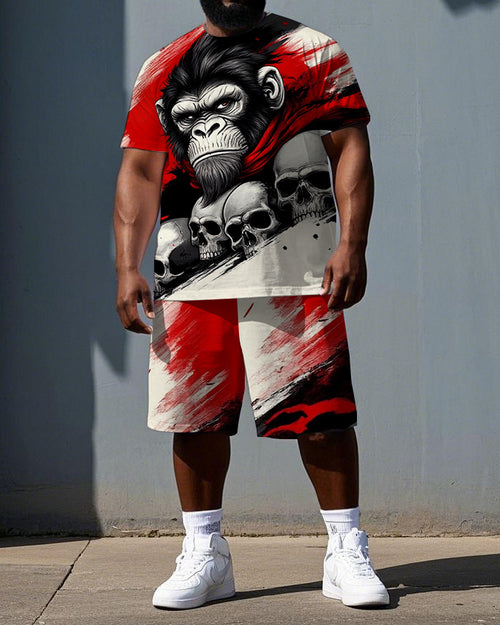 Big & Tall Streetwear T-Shirt Shorts Set for big men view 1