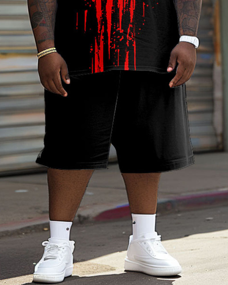 Big & Tall Streetwear Skull T-Shirt Shorts Set for big men view 3