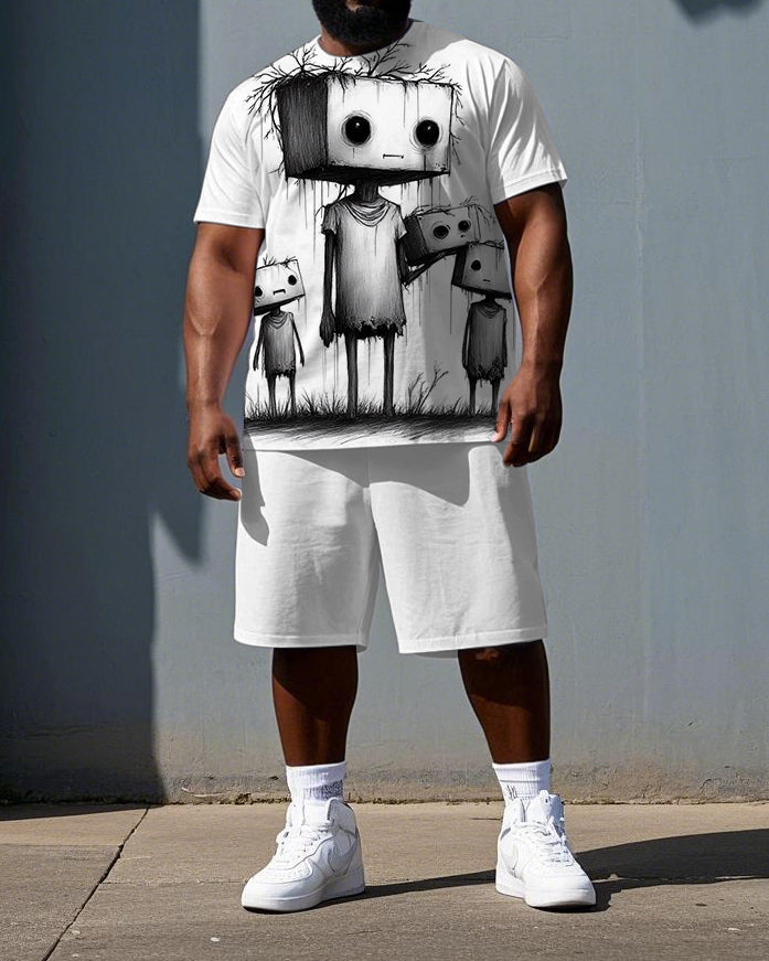 Big & Tall Graphic T-Shirt Shorts Set for big men view 1