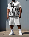 Big & Tall Graphic T-Shirt Shorts Set for big men view 1