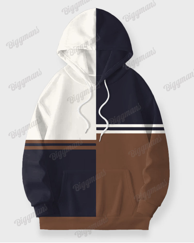Big & Tall Brown Striped Hoodie Sweatpants Set for big men view 3