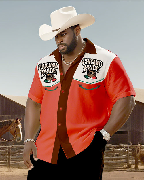 Big & Tall Western Graphic T-Shirt Pants Set for big men view 2