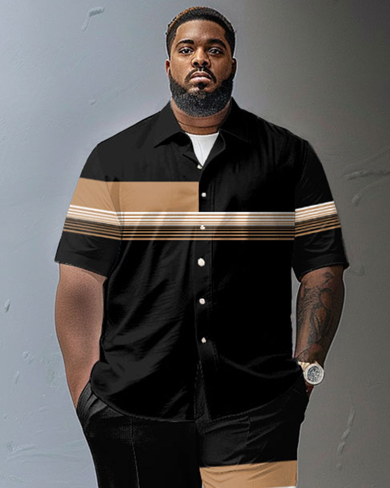Big & Tall Striped Shirt Pants Set for big men view 2