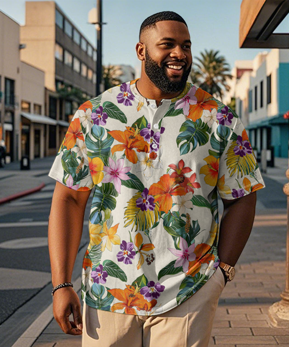 Big & Tall Orange Hawaiian Graphic T-Shirt for big men view 1