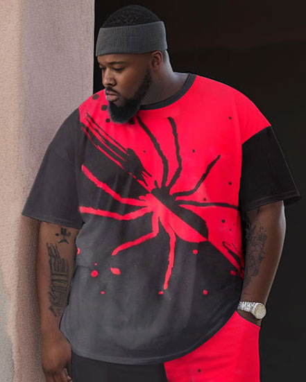 Big & Tall Colorblock Streetwear Two-piece Set for big men view 2
