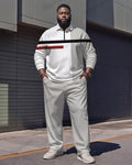Big & Tall Gray Striped Graphic Polo Pants Set for big men view 1