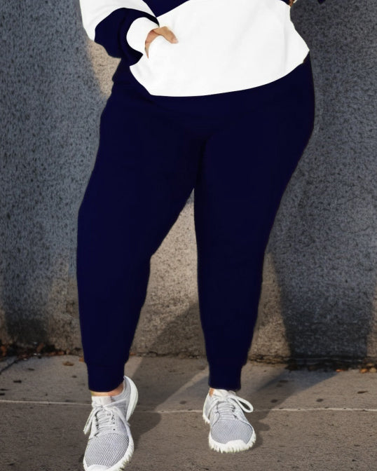 Big & Tall Blue Navy Striped Hoodie Sweatpants Set for big men view 3