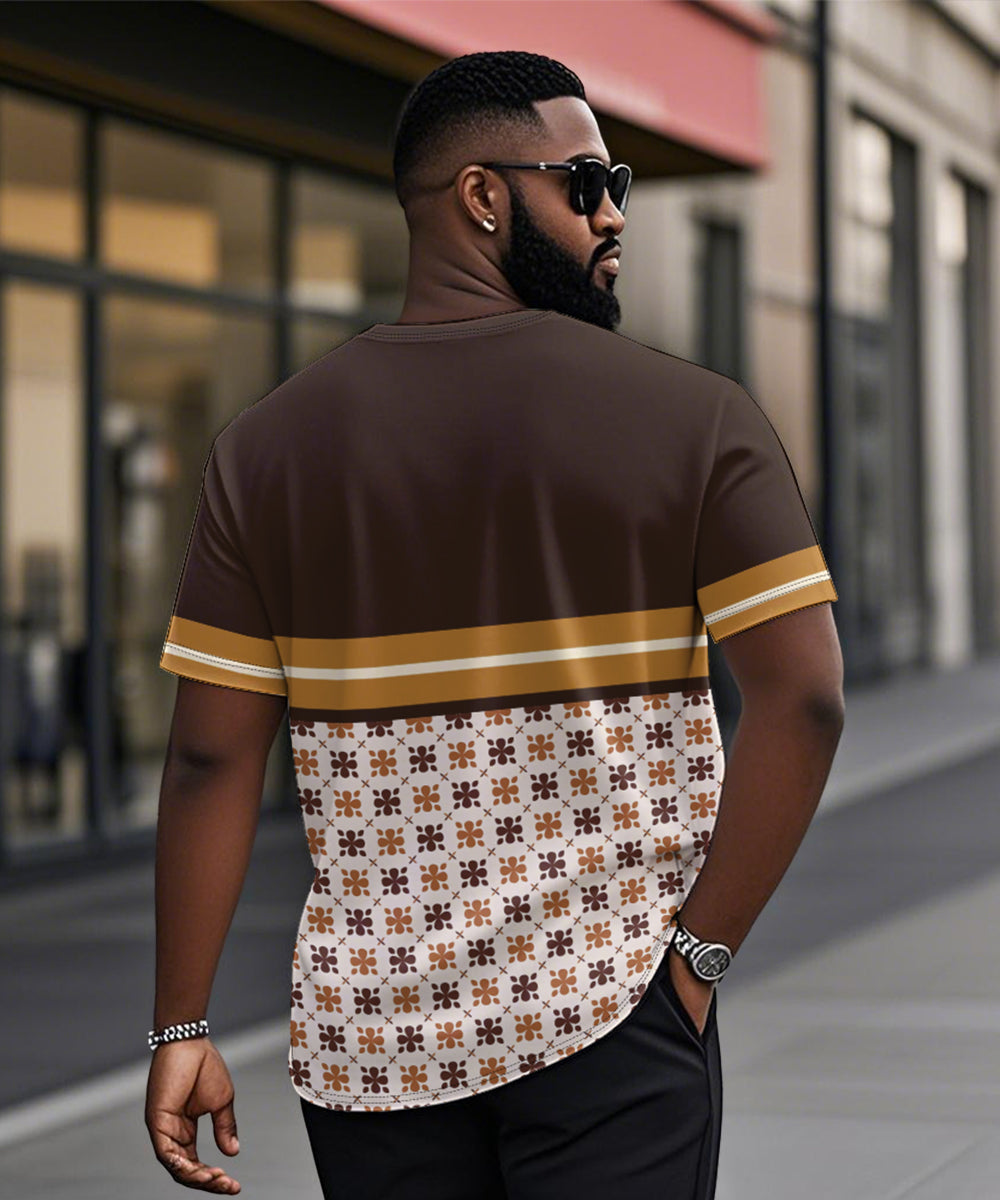 Big & Tall Brown Striped Graphic T-Shirt for big men view 2