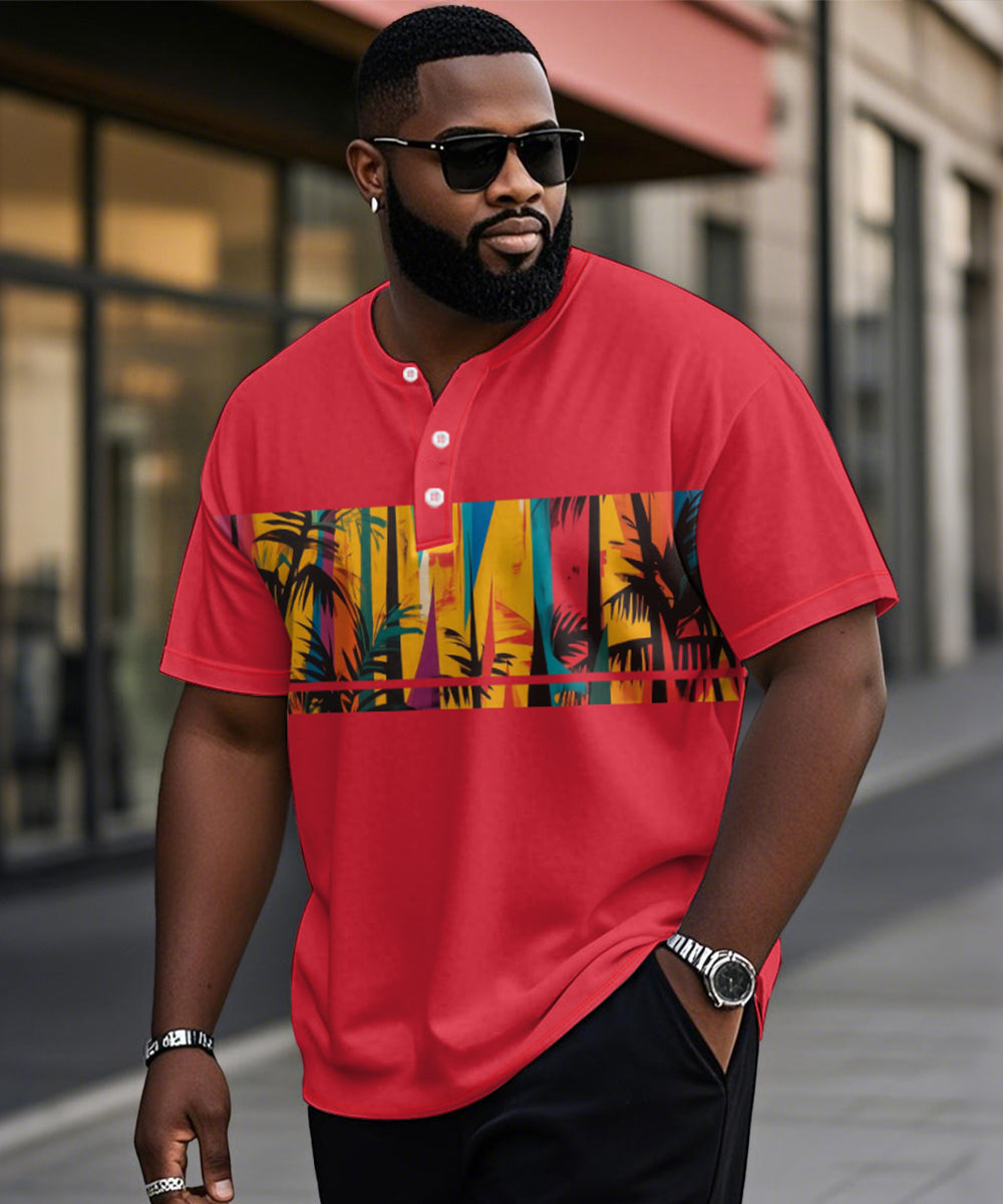 Big & Tall Red Hawaiian Graphic T-Shirt for big men view 2