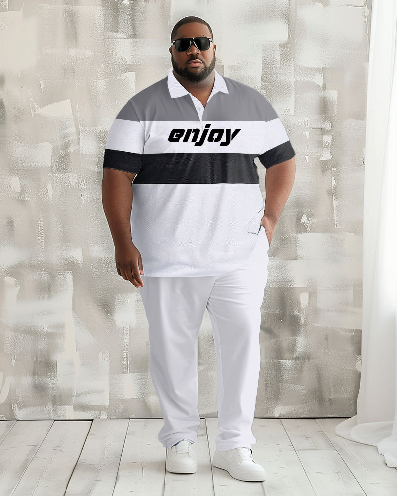 Big & Tall Colorblock Graphic Polo Pants Set for big men view 1