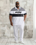 Big & Tall Colorblock Graphic Polo Pants Set for big men view 1