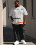 Big & Tall Striped Graphic T-Shirt Pants Set for big men view 1