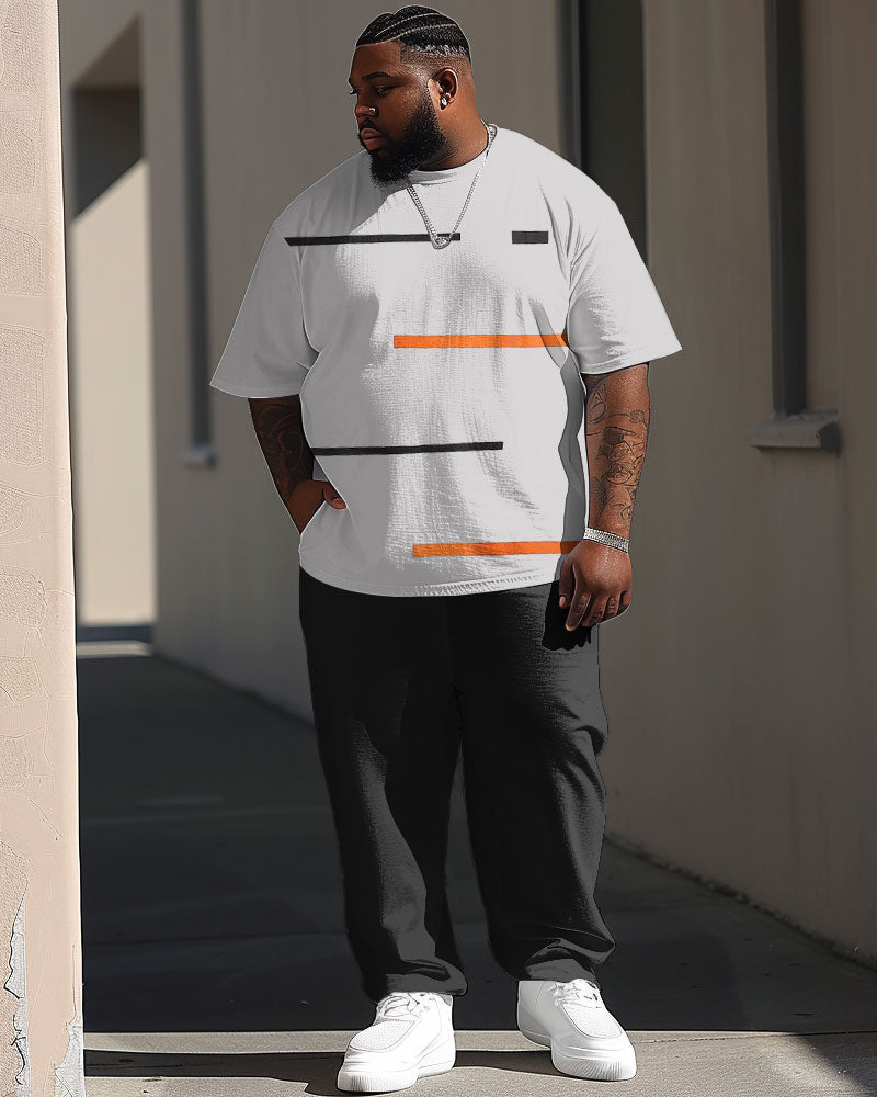Big & Tall Striped Graphic T-Shirt Pants Set for big men view 1