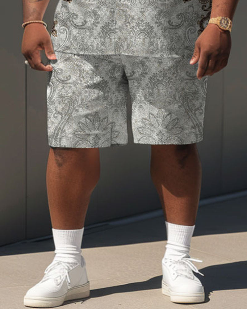 Big & Tall Gray Geometric Graphic Jeans for big men view 3