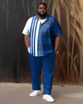 Big & Tall Blue Gradient T-Shirt Pants Set for big men view 1