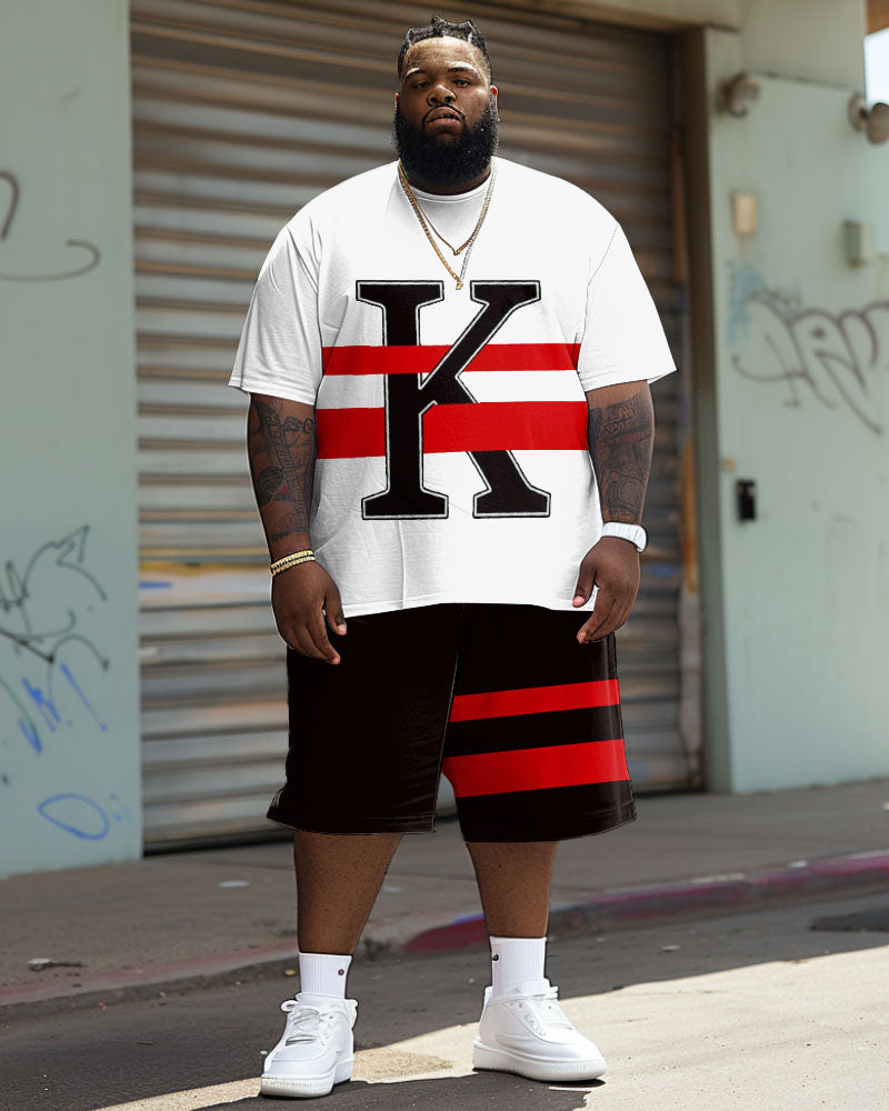 Big & Tall Graphic Streetwear T-Shirt Shorts Set for big men view 2
