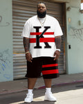 Big & Tall Graphic Streetwear T-Shirt Shorts Set for big men view 2