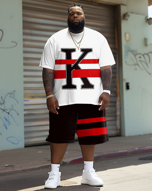 Big & Tall Graphic Streetwear T-Shirt Shorts Set for big men view 2