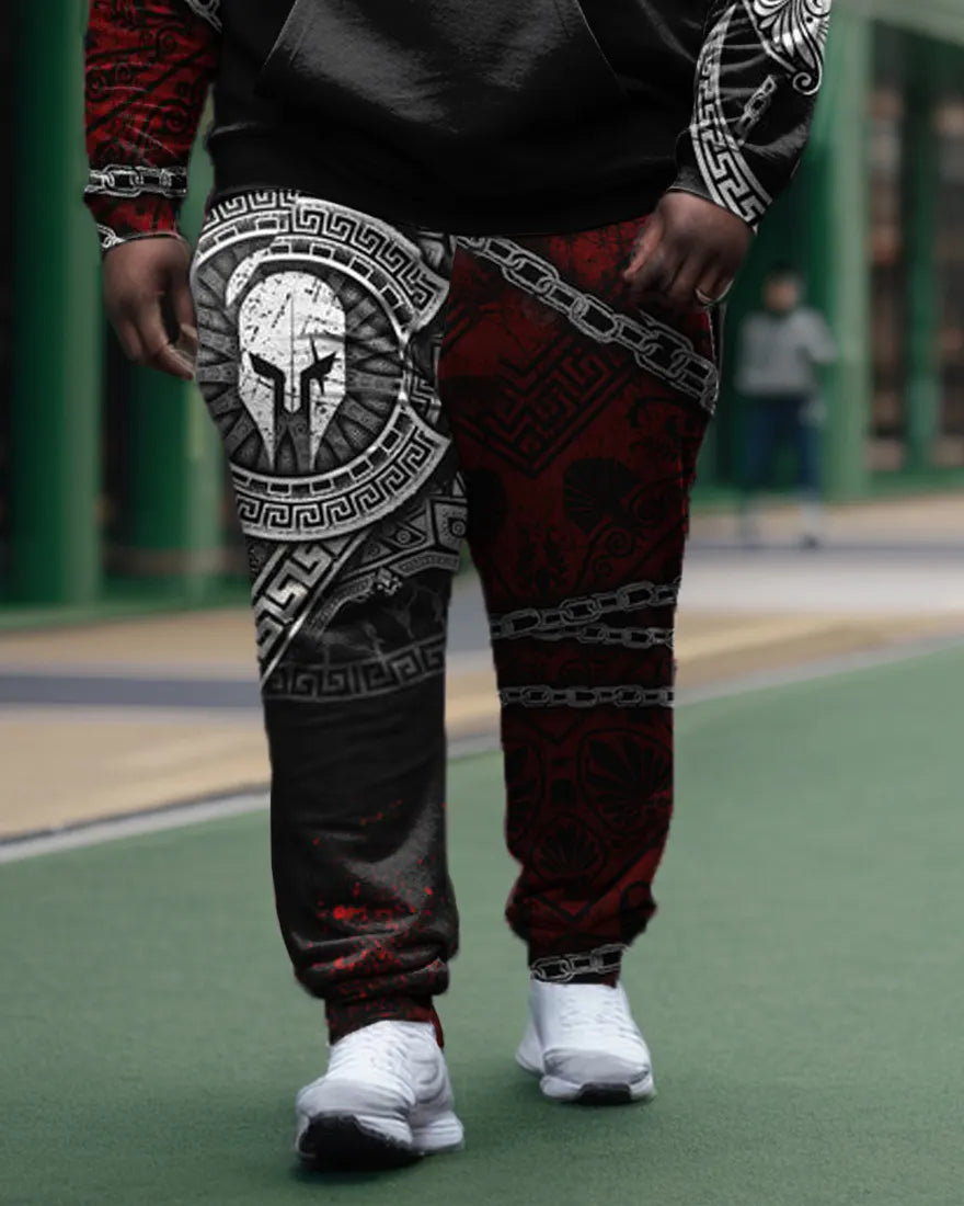 Big & Tall Graphic Skull Hoodie Sweatpants Set for big men view 3