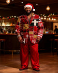Big & Tall Graphic Patchwork Two-piece Set for big men view 1