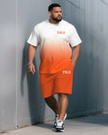 Big & Tall Orange Gradient T-Shirt Shorts Set for big men view 1