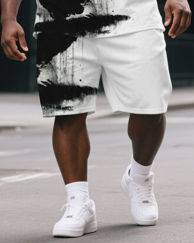 Big & Tall Graphic Splash Ink T-Shirt Shorts Set for big men view 3