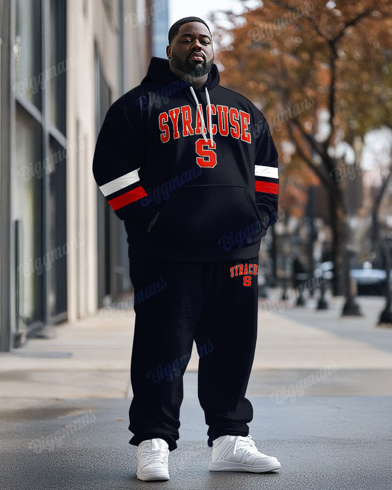 Big & Tall Colorblock Striped Hoodie Sweatpants Set for big men view 1