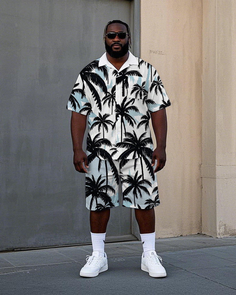 Big & Tall Hawaiian Tropical T-Shirt Shorts Set for big men view 1