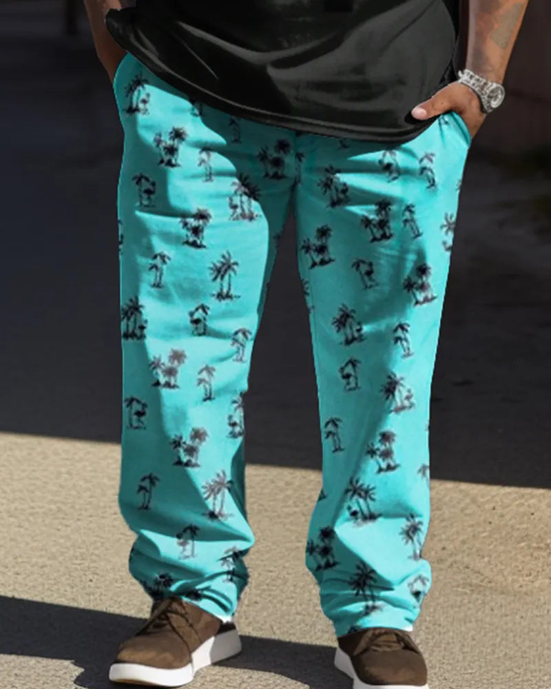Big & Tall Hawaiian T-Shirt Pants Set for big men view 3