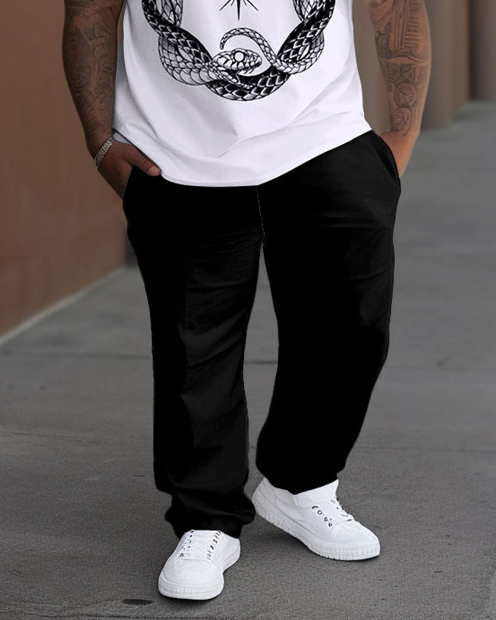 Big & Tall Graphic Streetwear T-Shirt Pants Set for big men view 3
