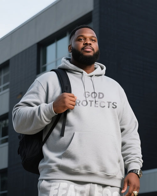 Big & Tall Denim Colorblock Geometric Hoodie for big men view 2