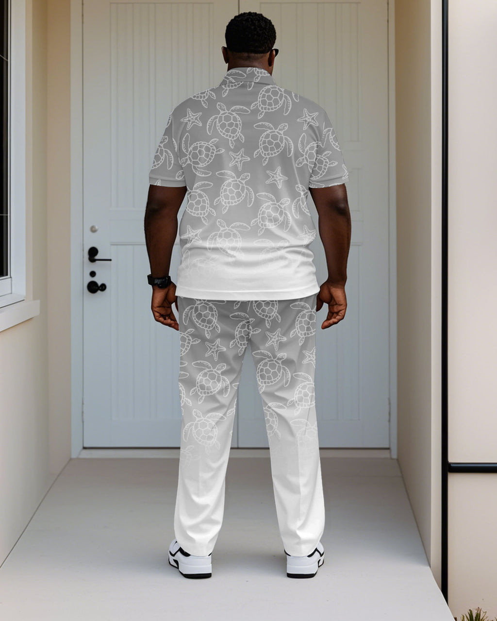 Big & Tall White Gray Hawaiian Jeans for big men view 4