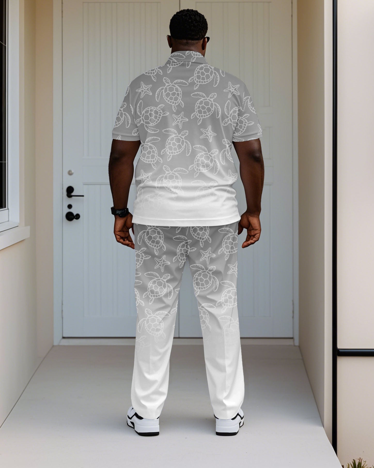 Big & Tall White Gray Hawaiian Jeans for big men view 4