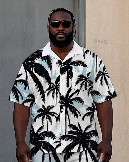 Big & Tall Hawaiian Tropical T-Shirt Shorts Set for big men view 2