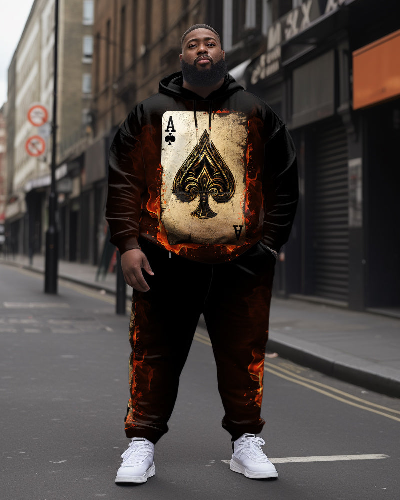 Big & Tall Streetwear Vintage Hoodie Sweatpants Set for big men view 1