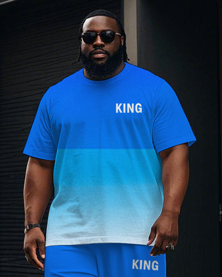 Big & Tall Colorblock Gradient T-Shirt Pants Set for big men view 2