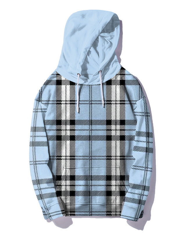 Big & Tall Blue Plaid Hoodie for big men view 4