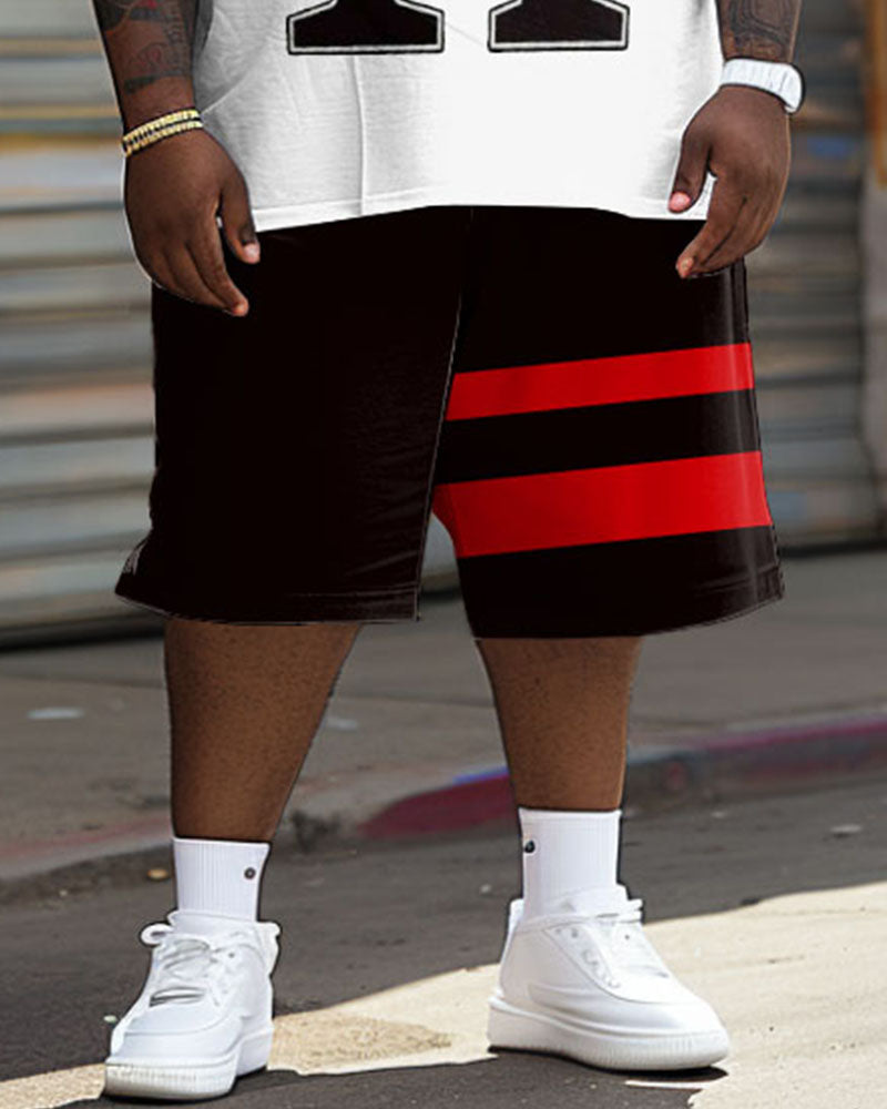 Big & Tall Graphic Streetwear T-Shirt Shorts Set for big men view 4
