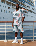 Big & Tall Hawaiian Geometric T-Shirt Shorts Set for big men view 1
