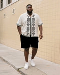 Big & Tall Graphic Vintage T-Shirt Shorts Set for big men view 1