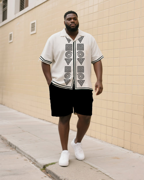 Big & Tall Graphic Vintage T-Shirt Shorts Set for big men view 1