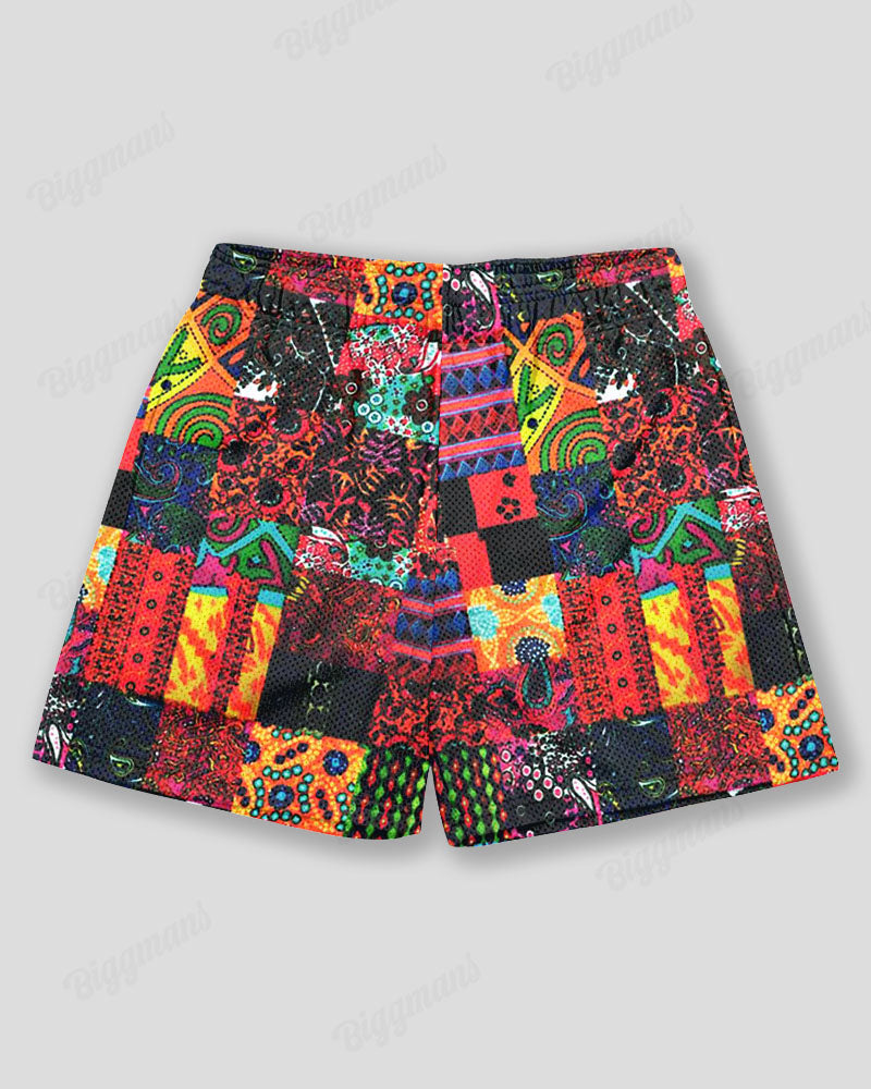 Big & Tall Hawaiian Graphic Graffiti Athletic Shorts for big men