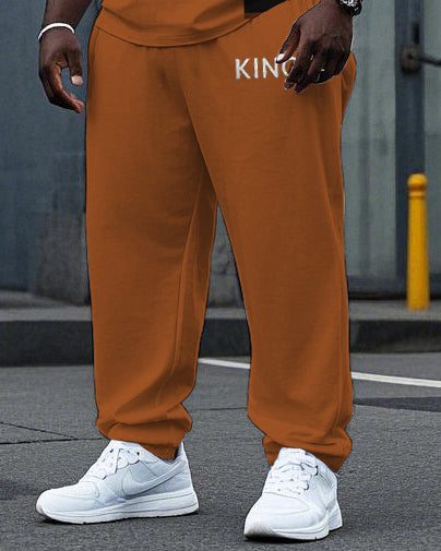 Big & Tall Colorblock Plaid Graphic T-Shirt Pants Set for big men view 3