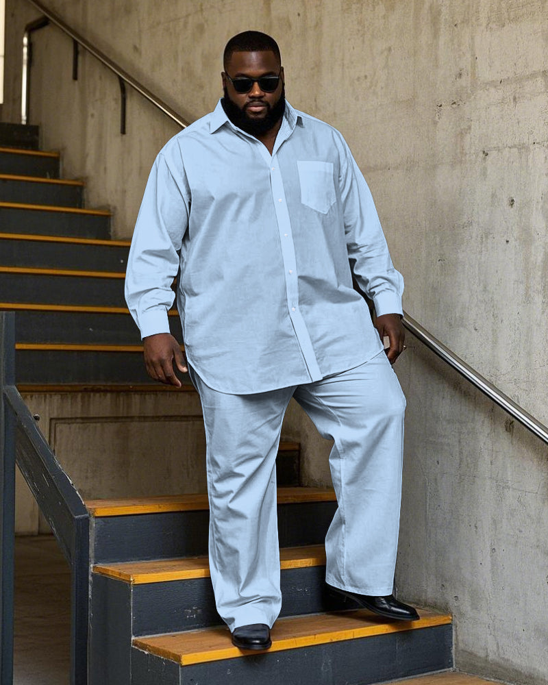 Big & Tall Solid Color T-Shirt Pants Set for big men view 5