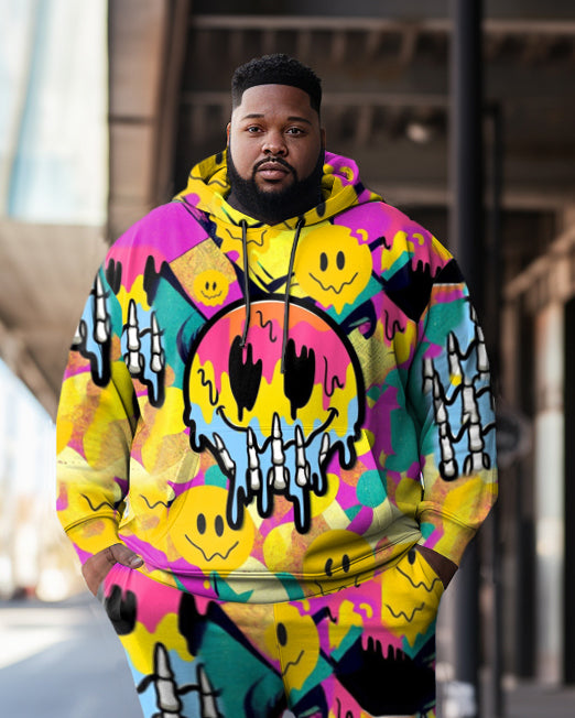 Big & Tall Smiley Hoodie Sweatpants Set for big men view 2