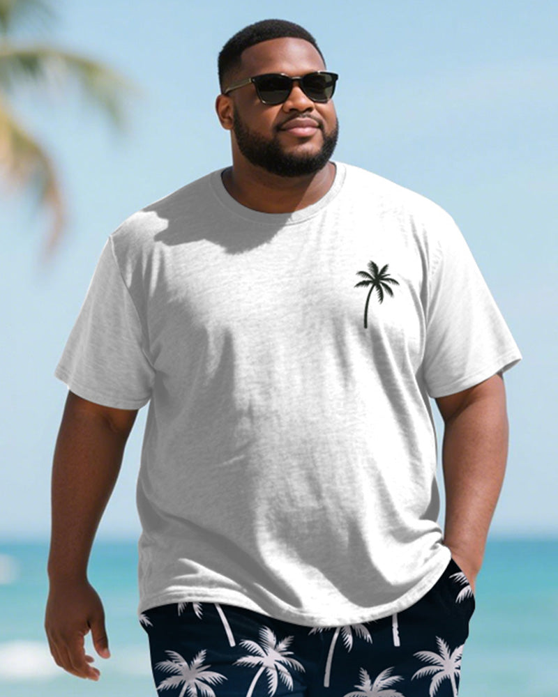 Big & Tall Blue Hawaiian Graphic T-Shirt Shorts Set for big men view 2