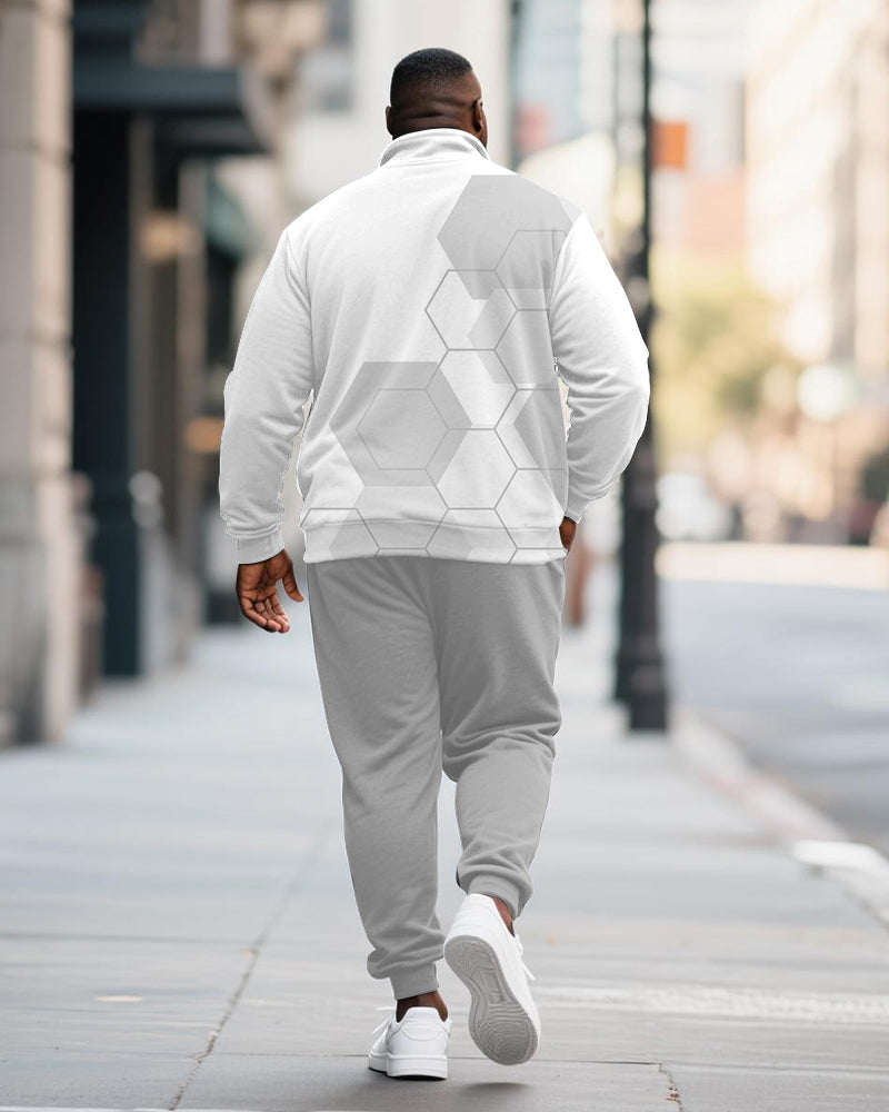Big & Tall Gray Geometric Two-piece Set for big men view 4
