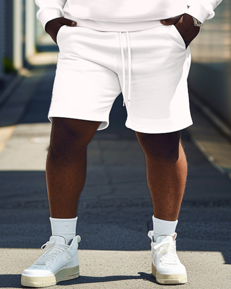 Big & Tall White Solid Color Hoodie for big men view 3